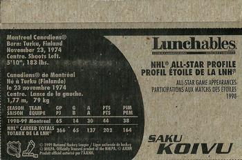 1999-00 Kraft / Post Collection - Oscar Mayer Lunchables All-Star Collection #NNO Saku Koivu Back