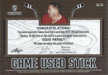 2017-18 Leaf Stickwork - Game-Used Stick - Silver #GS-23 Doug Harvey Back