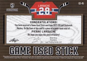 2017-18 Leaf Stickwork - Game-Used Stick - Silver #GS-45 Pierre Larouche Back