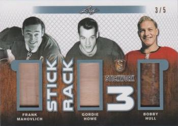 2017-18 Leaf Stickwork - Stick Rack 3 - Platinum #SR3-01 Frank Mahovlich / Gordie Howe / Bobby Hull Front