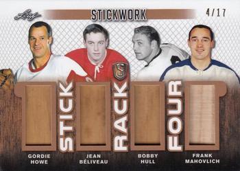 2017-18 Leaf Stickwork - Stick Rack 4 #SR4-10 Gordie Howe / Jean Béliveau / Bobby Hull / Frank Mahovlich Front