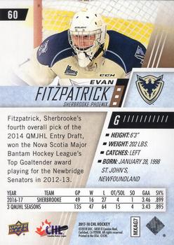 2017-18 Upper Deck CHL - Rainbow #60 Evan Fitzpatrick Back