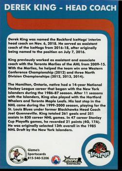 2018-19 Gizmo's Sportscards Rockford IceHogs (AHL) #NNO Derek King Back