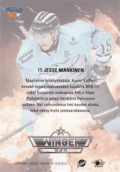 2018-19 Cardset Finland - Winger #10 Jesse Mankinen Back