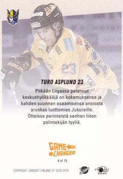 2018-19 Cardset Finland - Game Changer #4 Turo Asplund Back
