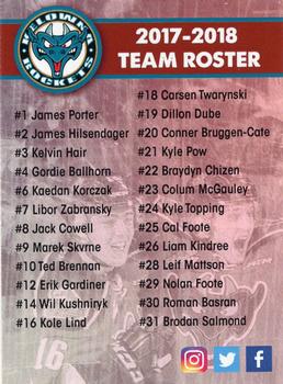 2017-18 Kelowna Rockets (WHL) #NNO Kelowna Rockets Back
