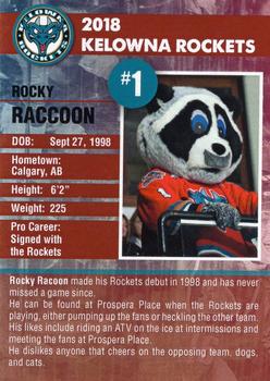2017-18 Kelowna Rockets (WHL) #NNO Rocky Raccoon Back
