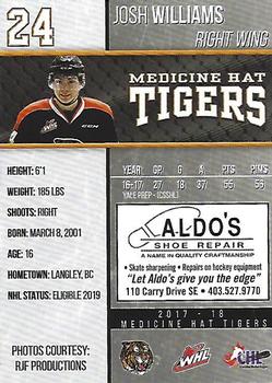 2017-18 Medicine Hat Tigers (WHL) #4 Josh Williams Back