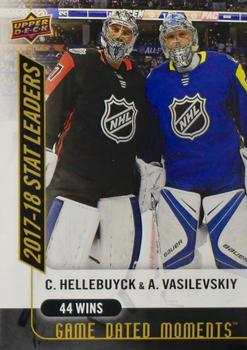 2017-18 Upper Deck Game Dated Moments - Achievements #A4 Connor Hellebuyck / Andrei Vasilevskiy Front