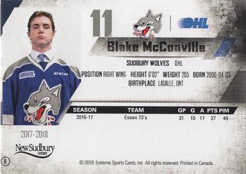 2017-18 Extreme Sudbury Wolves (OHL) #8 Blake McConville Back