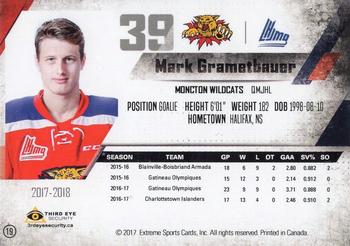2017-18 Extreme Moncton Wildcats (QMJHL) #19 Mark Grametbauer Back