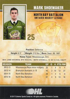 2016-17 Extreme North Bay Battalion OHL #20 Mark Shoemaker Back