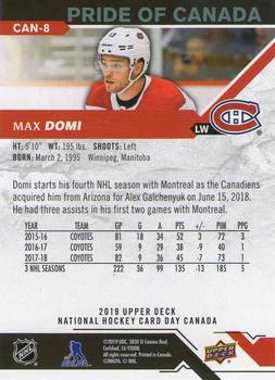 2019 Upper Deck National Hockey Card Day Canada #CAN-8 Max Domi Back