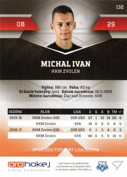 2017-18 SportZoo Tipsport Liga #132 Michal Ivan Back