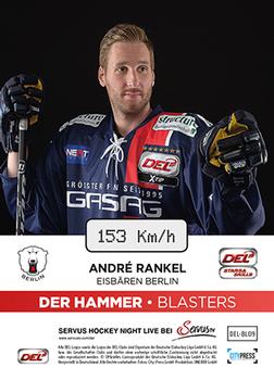 2015-16 Playercards Basic Serie 1 (DEL) - Der Hammer #DEL-BL09 Andre Rankel Back