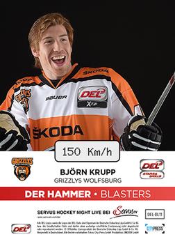 2015-16 Playercards Basic Serie 1 (DEL) - Der Hammer #DEL-BL11 Bjorn Krupp Back