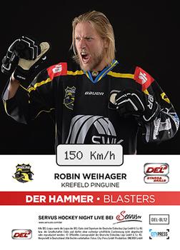 2015-16 Playercards Basic Serie 1 (DEL) - Der Hammer #DEL-BL12 Robin Weihager Back