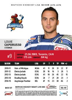 2015-16 Playercards Basic Serie 2 (DEL) #DEL-418 Louie Caporusso Back