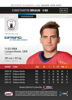 2014-15 Playercards (DEL) #DEL-022 Constantin Braun Back