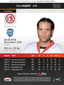 2014-15 Playercards (DEL) #DEL-052 Nikolaus Mondt Back