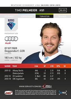 2014-15 Playercards (DEL) #DEL-074 Timo Pielmeier Back