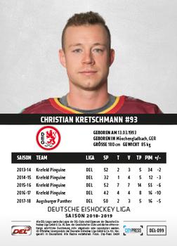 2018-19 Playercards (DEL) #DEL-099 Christian Kretschmann Back