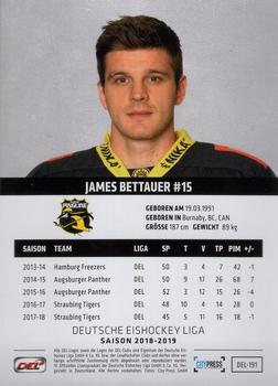 2018-19 Playercards (DEL) #DEL-191 James Bettauer Back
