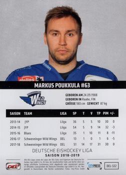 2018-19 Playercards (DEL) #DEL-322 Markus Poukkula Back