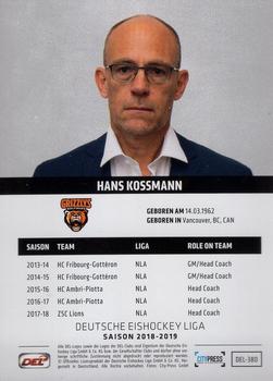 2018-19 Playercards (DEL) #DEL-380 Hans Kossmann Back