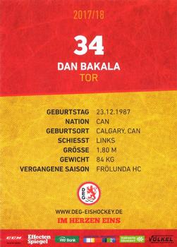 2017-18 Dusseldorfer EG Postcards #NNO Dan Bakala Back