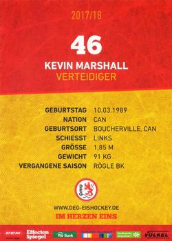 2017-18 Dusseldorfer EG Postcards #NNO Kevin Marshall Back