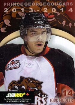 2013-14 Subway Prince George Cougars (WHL) #NNO Todd Fiddler Front