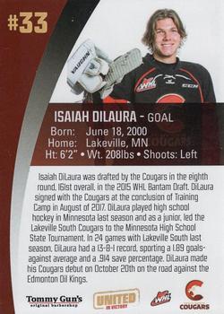 2017-18 Tommy Gun's Prince George Cougars (WHL) #25 Isaiah DiLaura Back