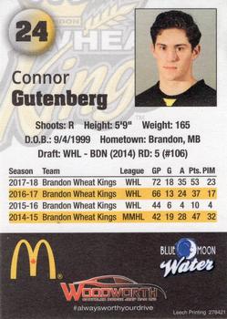2018-19 Brandon Wheat Kings (WHL) #16 Connor Gutenberg Back