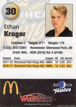 2018-19 Brandon Wheat Kings (WHL) #21 Ethan Kruger Back