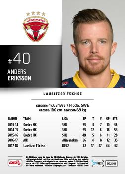2018-19 Playercards (DEL2) #303 Anders Eriksson Back