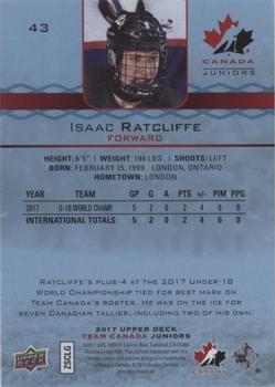 2017 Upper Deck Team Canada Juniors - Blue Spectrum #43 Isaac Ratcliffe Back