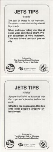 1988-89 Winnipeg Jets Police - Panels #NNO Doug Smail / Dave Hunter Back