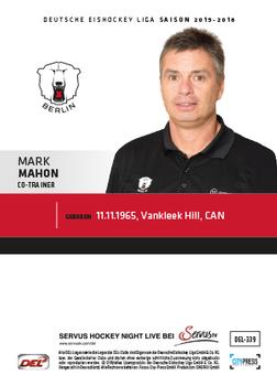 2015-16 Playercards Premium Serie 2 (DEL) #DEL-339 Mark Mahon Back