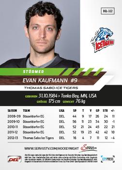2013-14 Playercards Basic Serie (DEL) #DEL-322 Evan Kaufmann Back