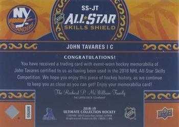 2018-19 Upper Deck Ultimate Collection - All-Star Skills Shield Patch #SS-JT John Tavares Back