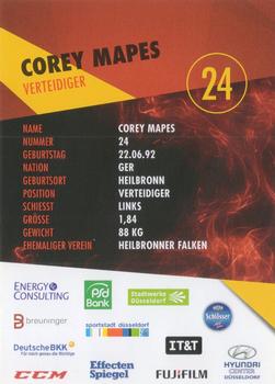 2015-16 Dusseldorfer EG Postcards #NNO Corey Mapes Back