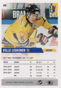 2019-20 Cardset Finland Series 1 #045 Ville Leskinen Back
