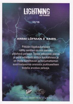 2019-20 Cardset Finland Series 1 - Lightning and Thunder #11 Anssi Löfman Back