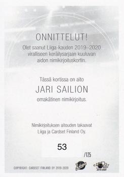 2019-20 Cardset Finland Series 1 - Signature #NNO Jari Sailio Back