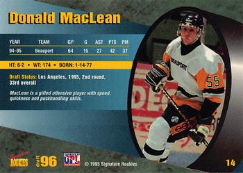 1995 Signature Rookies Draft 96 #14 Donald Maclean Back