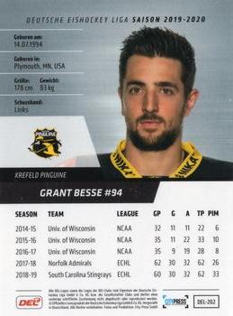 2019-20 Playercards (DEL) #DEL-202 Grant Besse Back