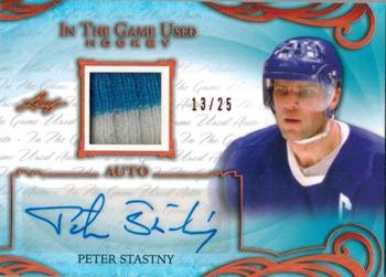 2019-20 Leaf In The Game Used - Autographs - Bronze Spectrum Foil #UA-PS1 Peter Stastny Front
