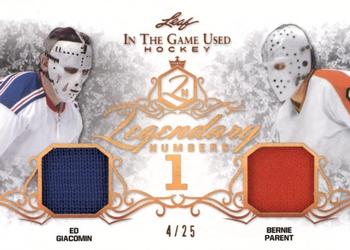 2019-20 Leaf In The Game Used - Legendary Numbers - Bronze Spectrum Foil #LN-09 Ed Giacomin / Bernie Parent Front