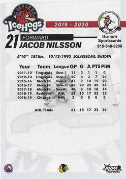 2019-20 Gizmo's Sportscards Rockford IceHogs (AHL) #NNO Jacob Nilsson Back